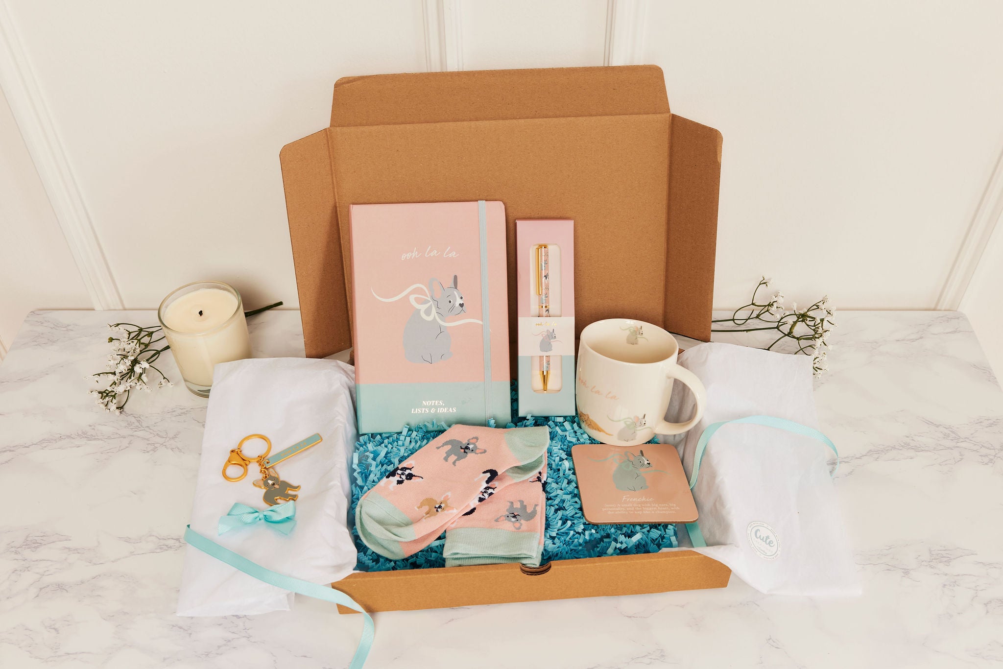 French Bulldog Gift Set For Dog Lovers - "Sips, Snuggles & Scribbles"