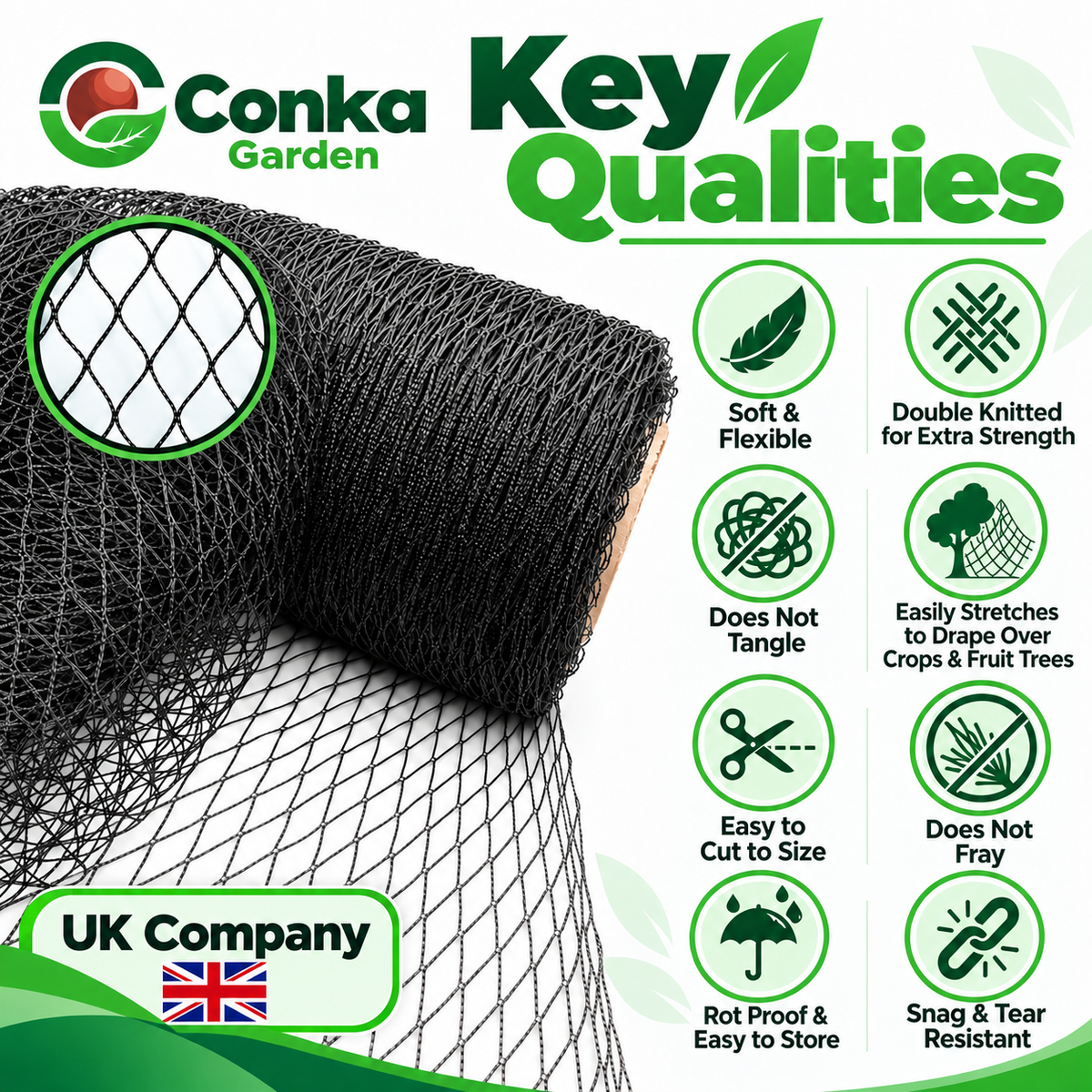 Black Bird, Pigeon & Pond Netting – Strong 20mm Garden Mesh