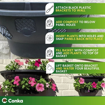 Plantopia/Easy Fill® Wall Basket Black or Green