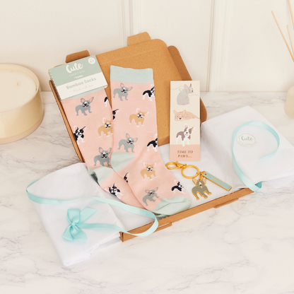 French Bulldog Toes & Trinkets Gift Set - Socks, Bookmark & Keyring