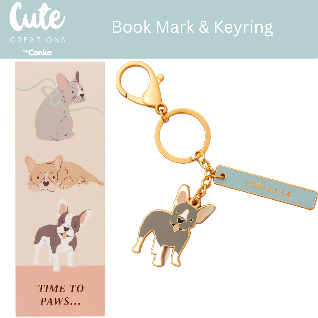 French Bulldog Toes & Trinkets Gift Set - Socks, Bookmark & Keyring