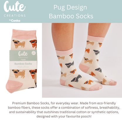 Pug Design Toes & Trinkets Gift Set - Socks, Bookmark & Keyring