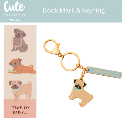 Pug Design Toes & Trinkets Gift Set - Socks, Bookmark & Keyring