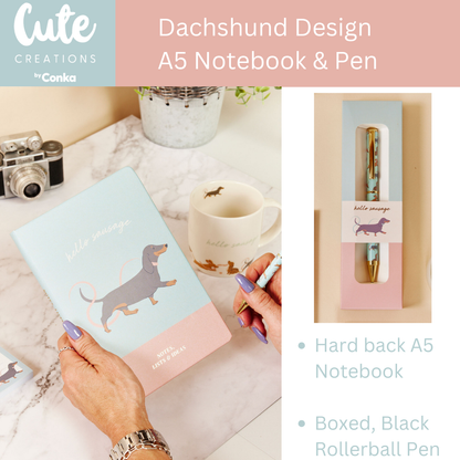 Dachshund Jot 'n' Journal Gift Set - Notebook, Pen, Sticky Notes, Bookmark