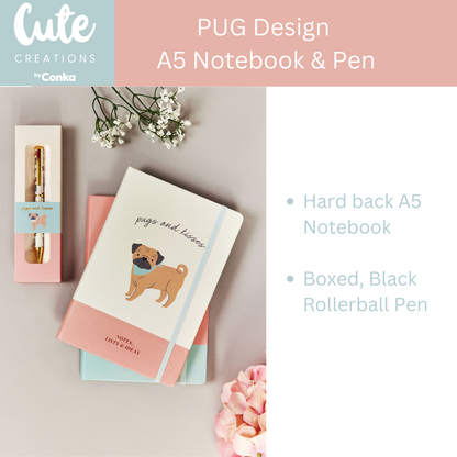 Pug Jot 'n' Journal Gift Set - Notebook, Pen, Sticky Notes, Bookmark