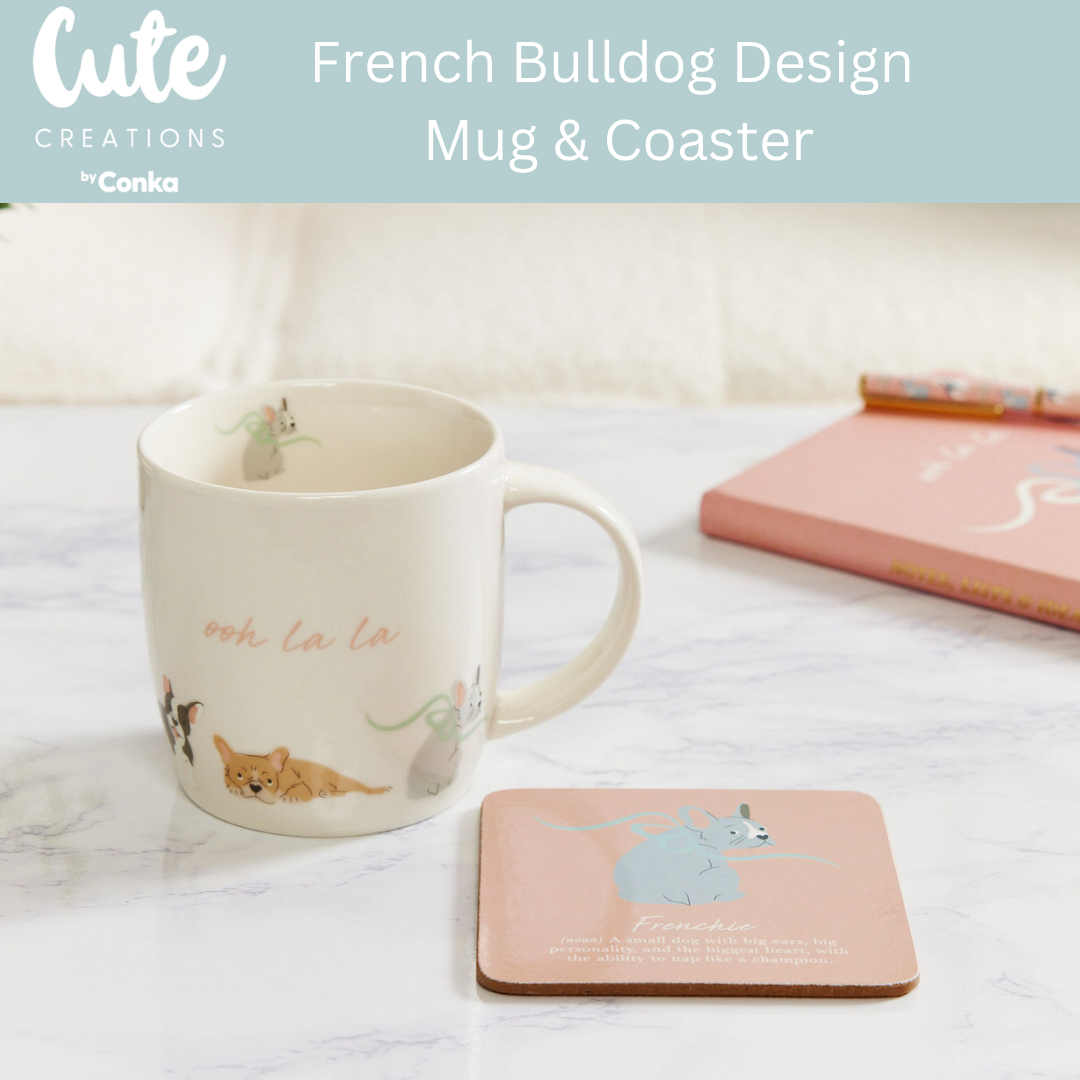 French Bulldog 'Brew & Do' Gift Set - Mug, Coaster, To Do List, Bookmark & Pen