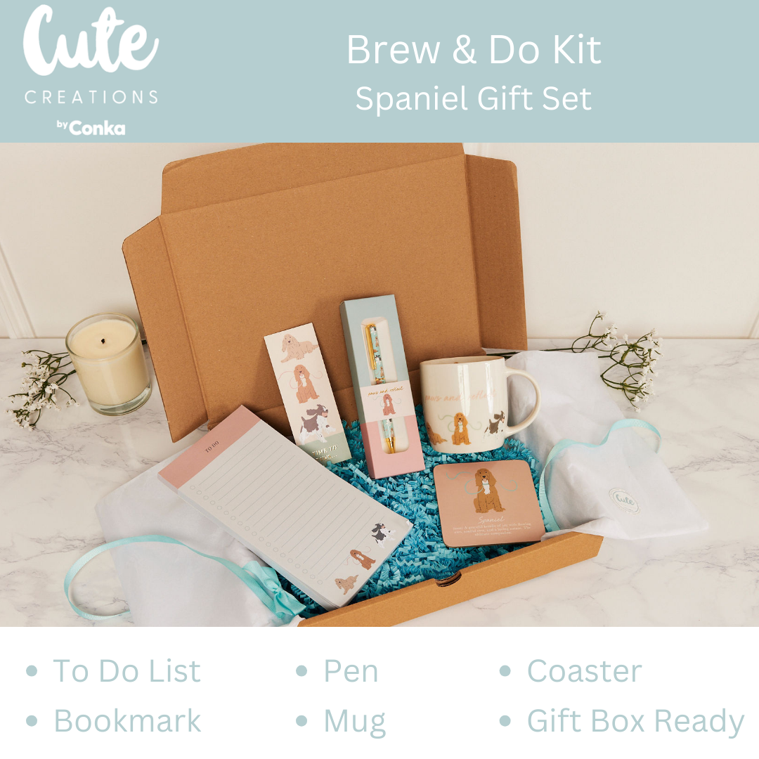 Spaniel 'Brew & Do' Gift Set - Mug, Coaster, To Do List, Bookmark & Pen