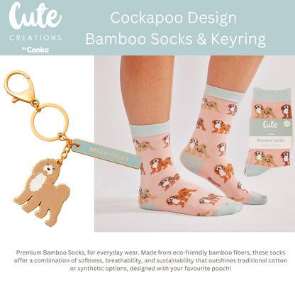 Cockapoo 'Warm Soles & Goals' Gift Set - Socks, Large Candle, Coaster, Mug, Pen, Keyring