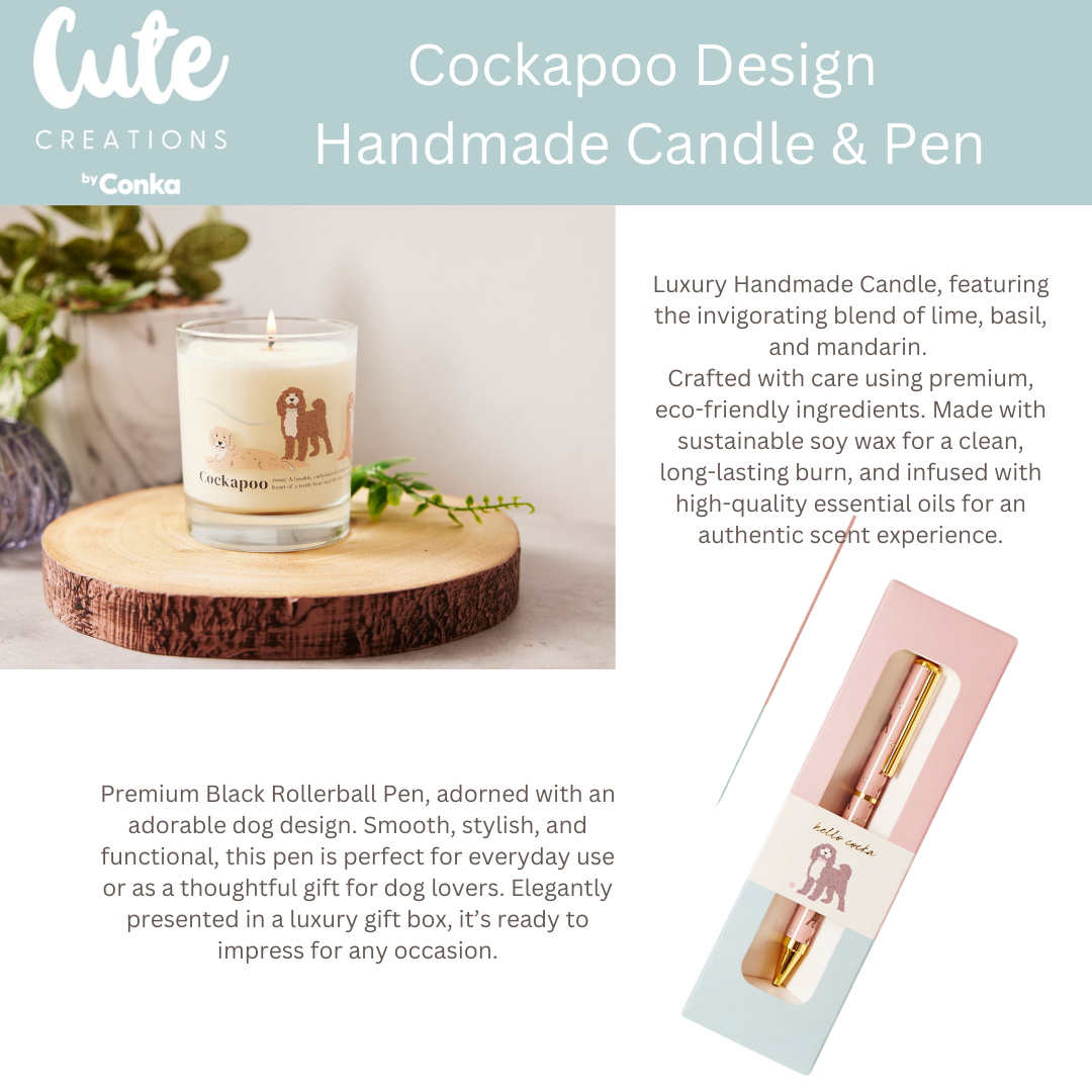 Cockapoo 'Warm Soles & Goals' Gift Set - Socks, Large Candle, Coaster, Mug, Pen, Keyring