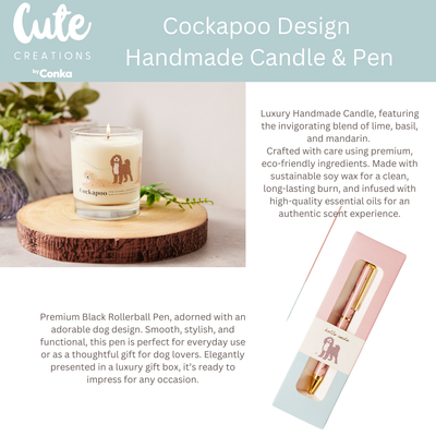 Cockapoo 'Warm Soles & Goals' Gift Set - Socks, Large Candle, Coaster, Mug, Pen, Keyring