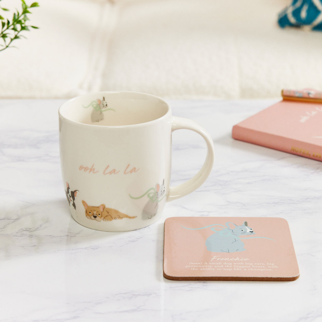 French Bulldog 'Warm Soles & Goals' Gift Set - Socks, Large Candle, Coaster, Mug, Pen, Keyring