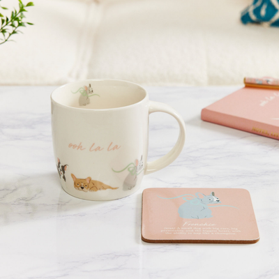 French Bulldog 'Warm Soles & Goals' Gift Set - Socks, Large Candle, Coaster, Mug, Pen, Keyring