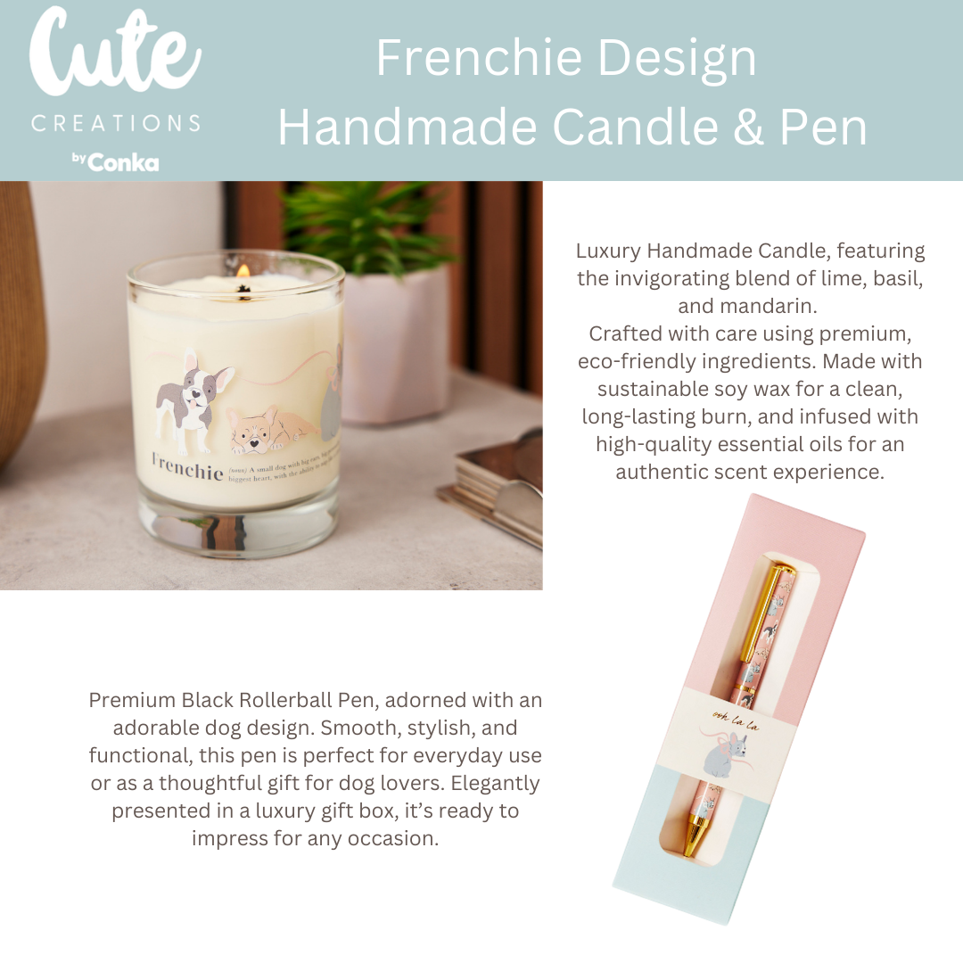 French Bulldog 'Warm Soles & Goals' Gift Set - Socks, Large Candle, Coaster, Mug, Pen, Keyring