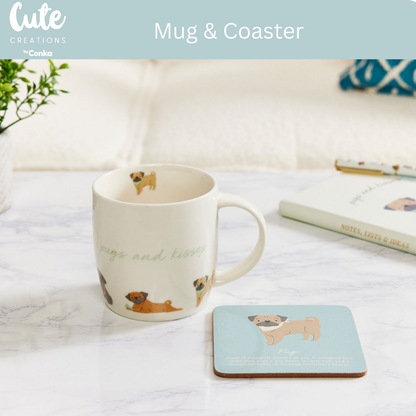 Pug 'Warm Soles & Goals' Gift Set - Socks, Large Candle, Coaster, Mug, Pen, Keyring