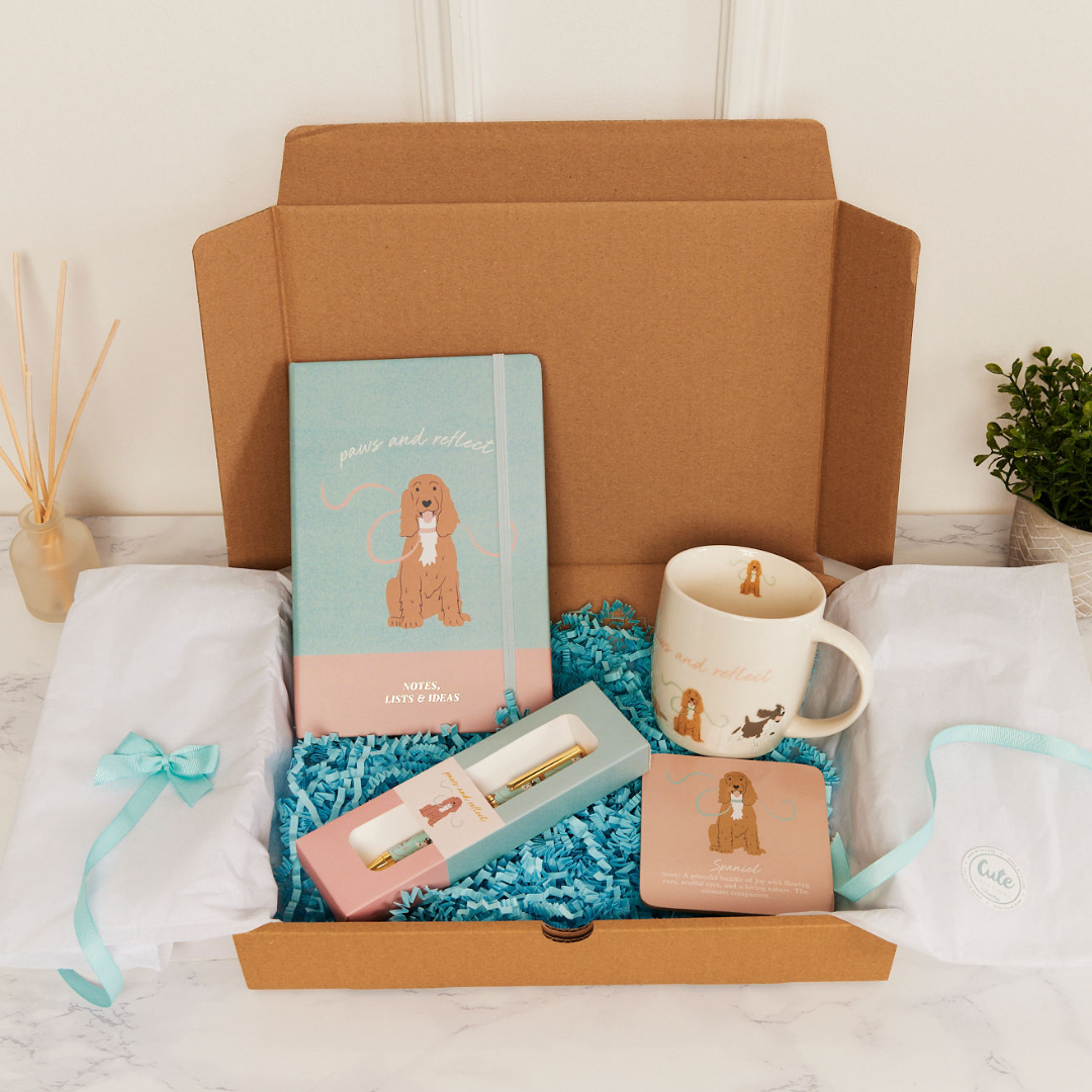 Spaniel 'Mindful Moments' Gift Set - Mug, Coaster, Notebook & Pen