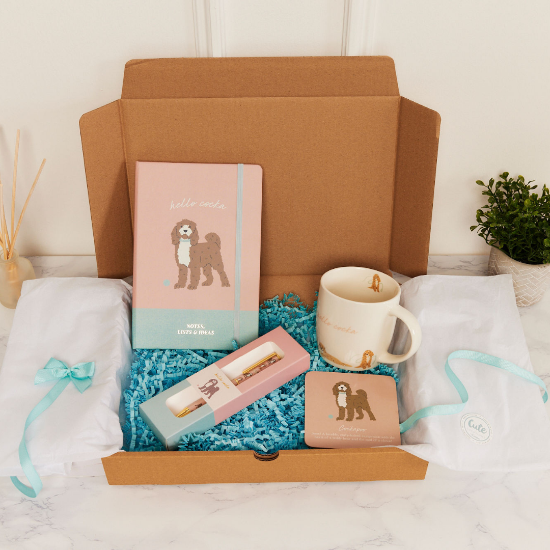Cockapoo 'Mindful Moments' Gift Set - Mug, Coaster, Notebook & Pen – Conka