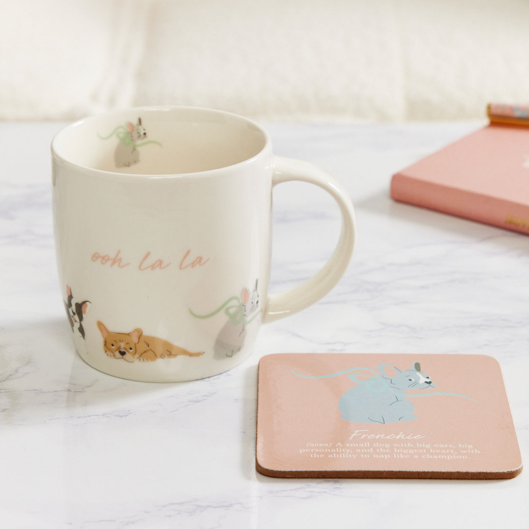 French Bulldog 'Mindful Moments' Gift Set - Mug, Coaster, Notebook & Pen