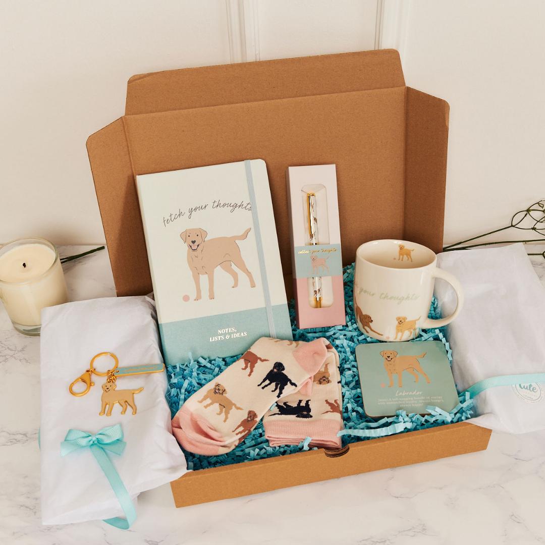 Labrador Gift Set For Dog Lovers - "Sips, Snuggles & Scribbles"