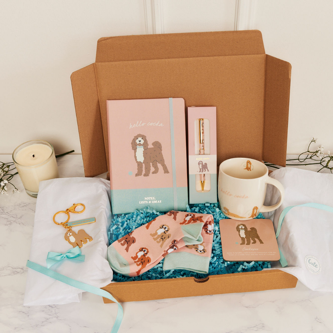 Cockapoo Gift Set For Dog Lovers - "Sips, Snuggles & Scribbles"