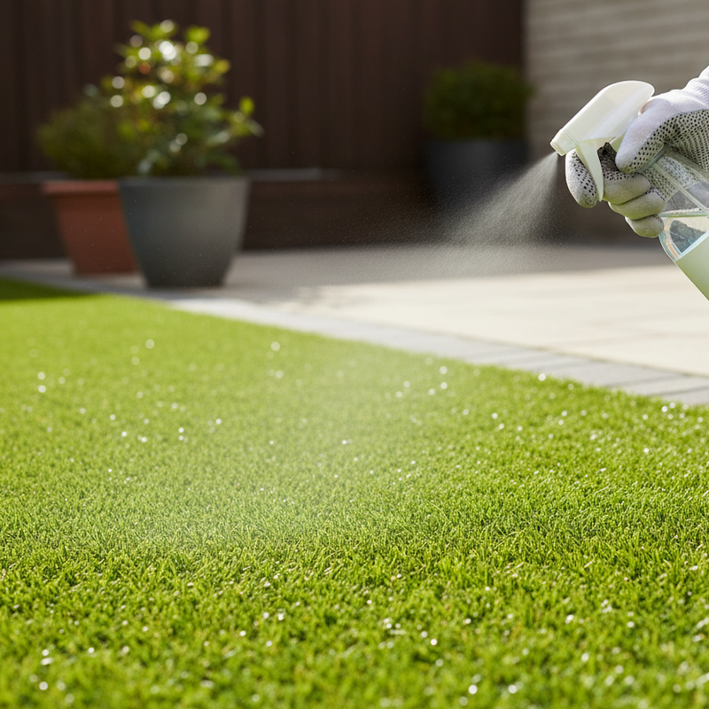 artificial grass cleaner, show in use, no scrubbing but being used