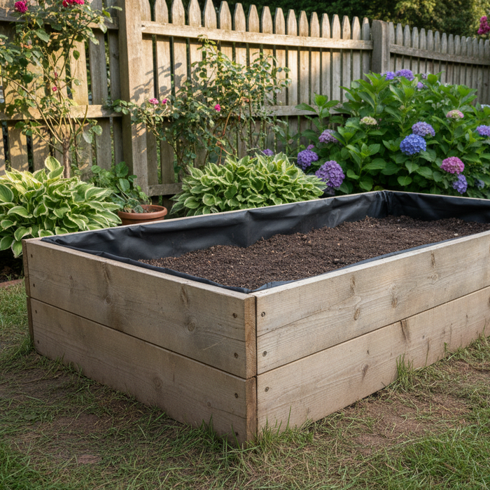 15cm High Wooden Garden Raised Grow Beds With Liner - FSC Treated Timber