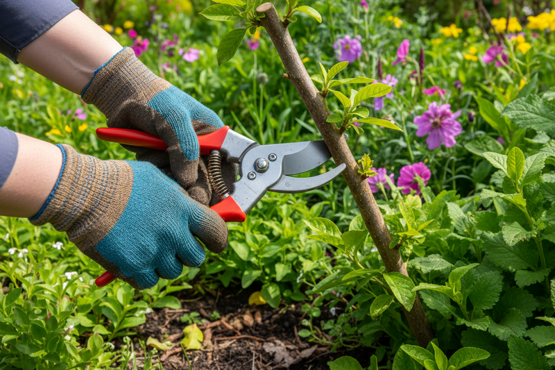 Secateurs in use in garden