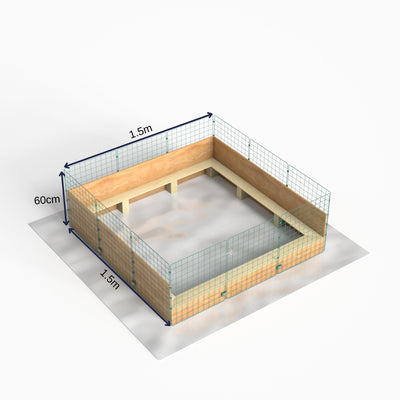 1.5m x 1.5m x 60cm High Whelping Box (5ft x 5ft) For Large Dogs Puppies - With Pig Rails