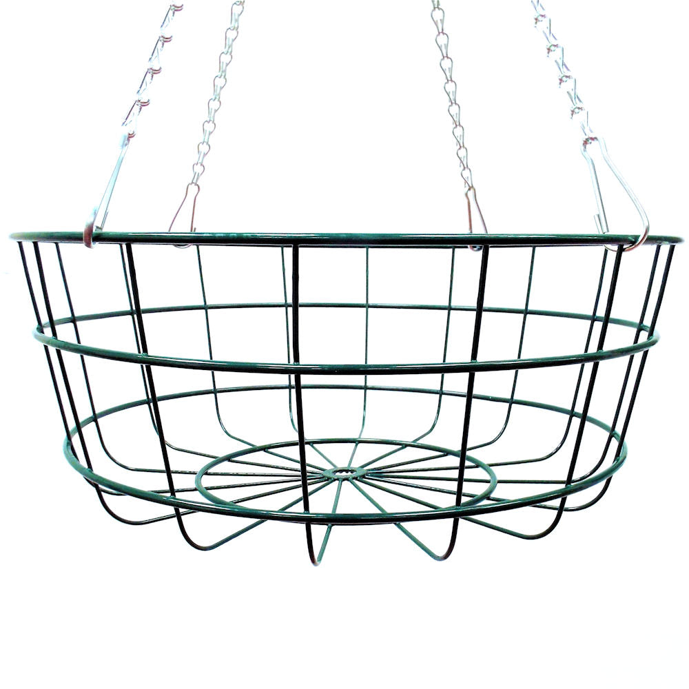 16″ Heavy Duty Large Wire Hanging Basket With Extra Strong 4 Strand Clip On Chain
