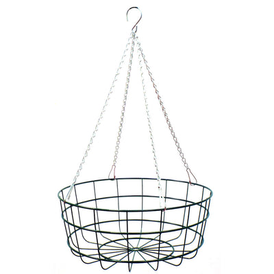 18″ Heavy Duty Large Wire Hanging Basket With Extra Strong 4 Strand Clip On Chain