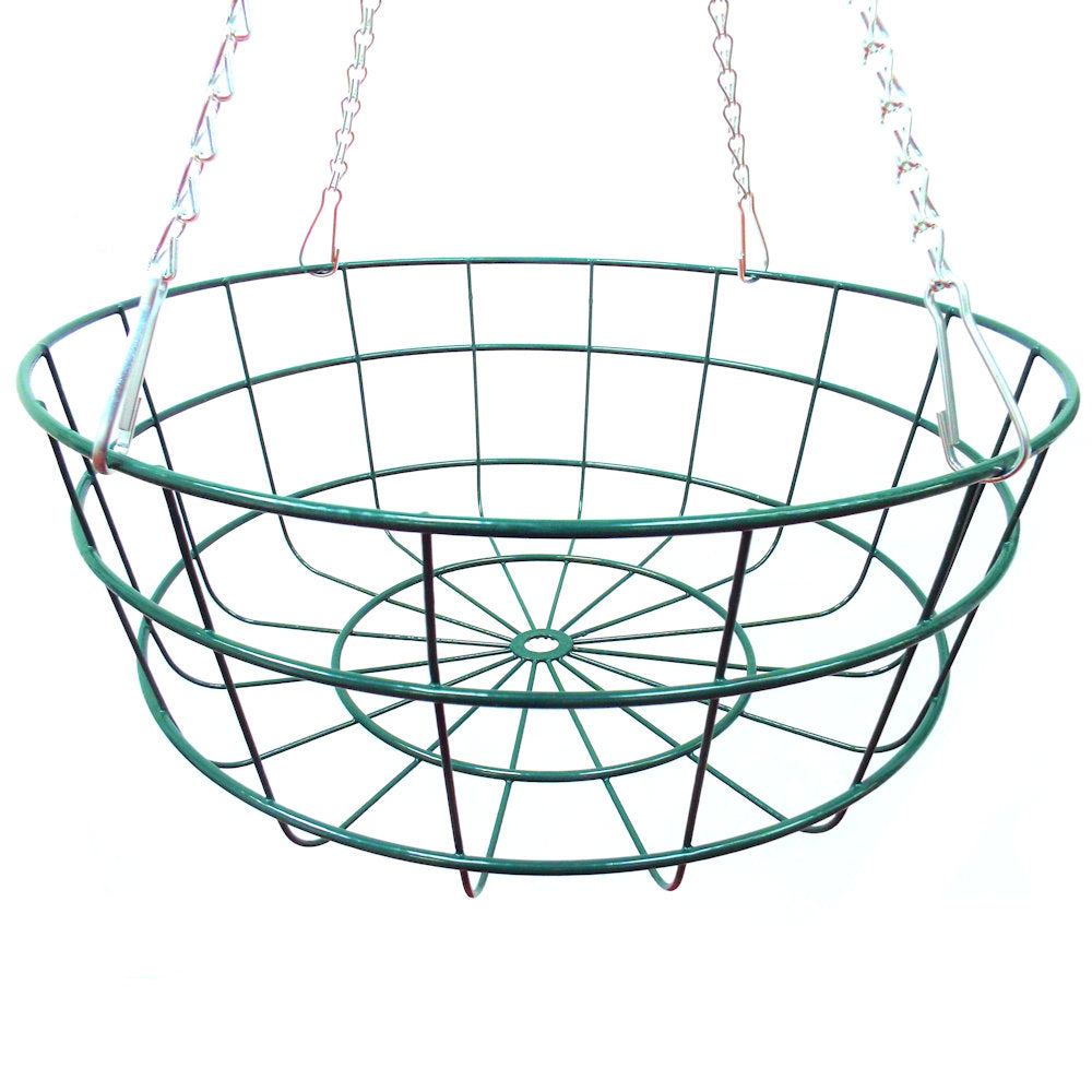 18″ Heavy Duty Large Wire Hanging Basket With Extra Strong 4 Strand Clip On Chain