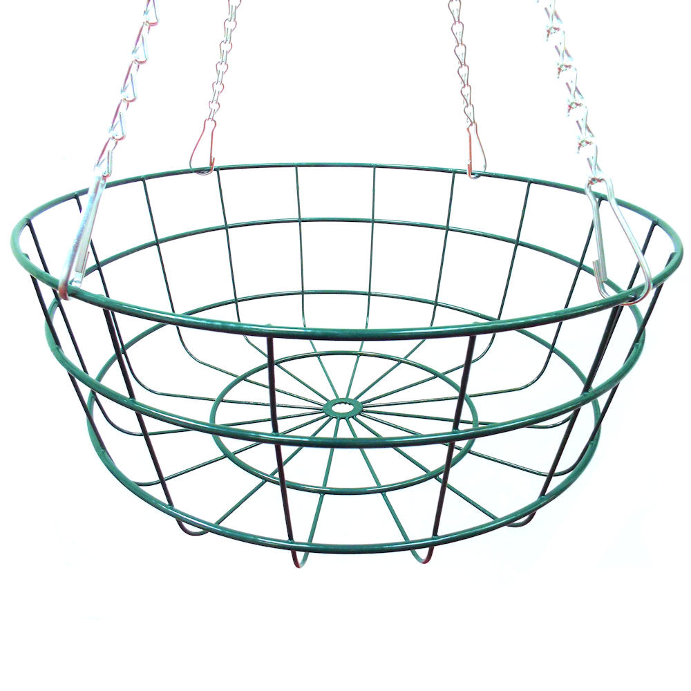 16″ Heavy Duty Large Wire Hanging Basket With Extra Strong 4 Strand Clip On Chain